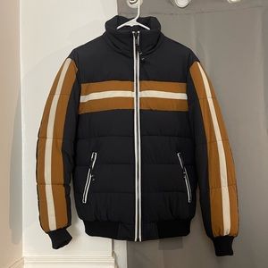 Zara Men/women Jacket Navy/ White/Brown.Excellent condition Sz Small